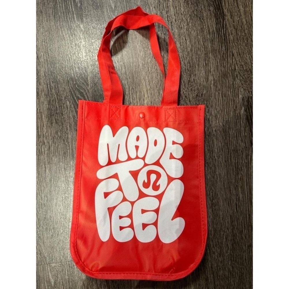 Lululemon Red Reusable Shopping Tote Bag Made To Feel Small Logo Shopper